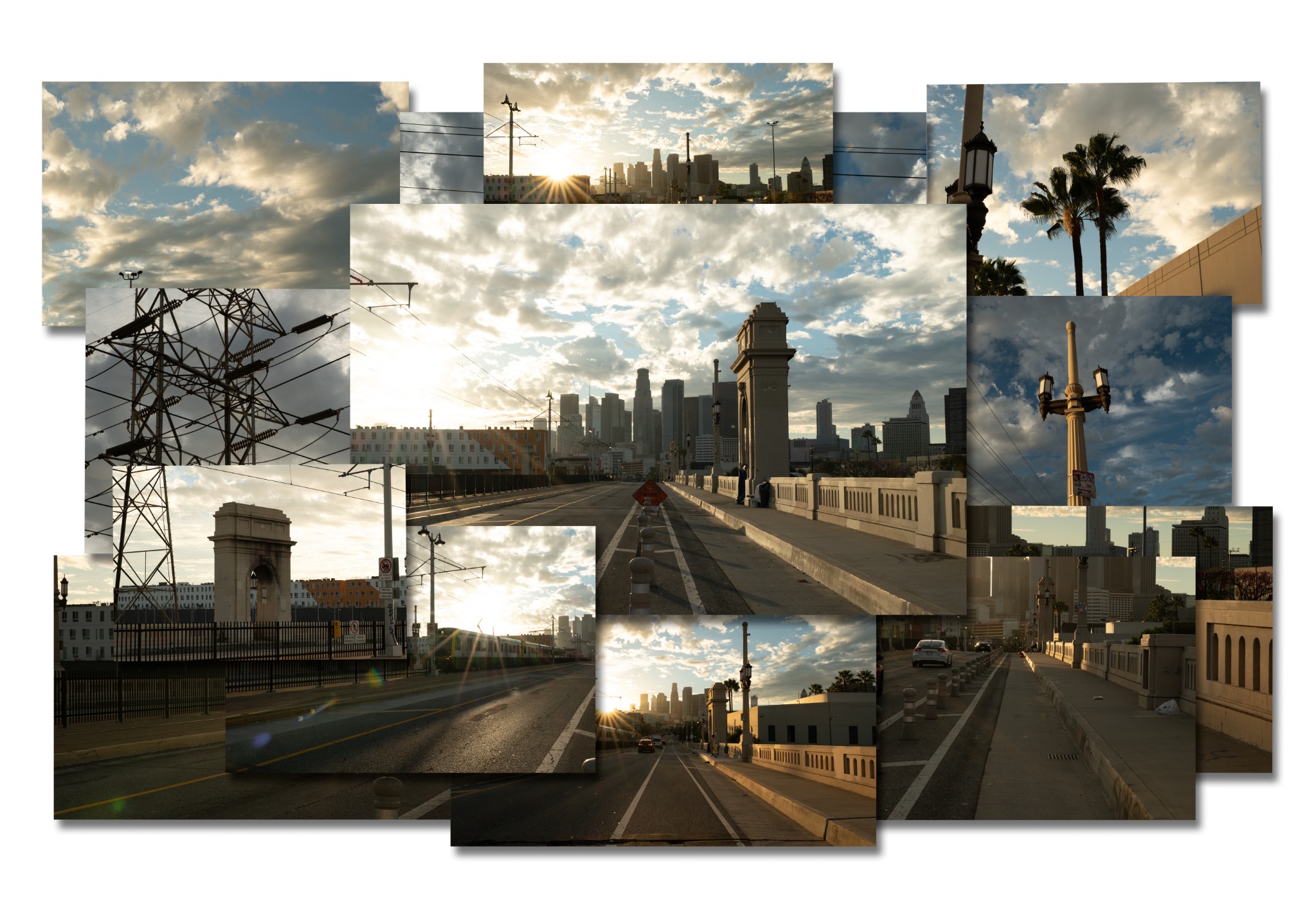 Jiho An's completed thirteen-photograph collage of the First Street Bridge at sunset